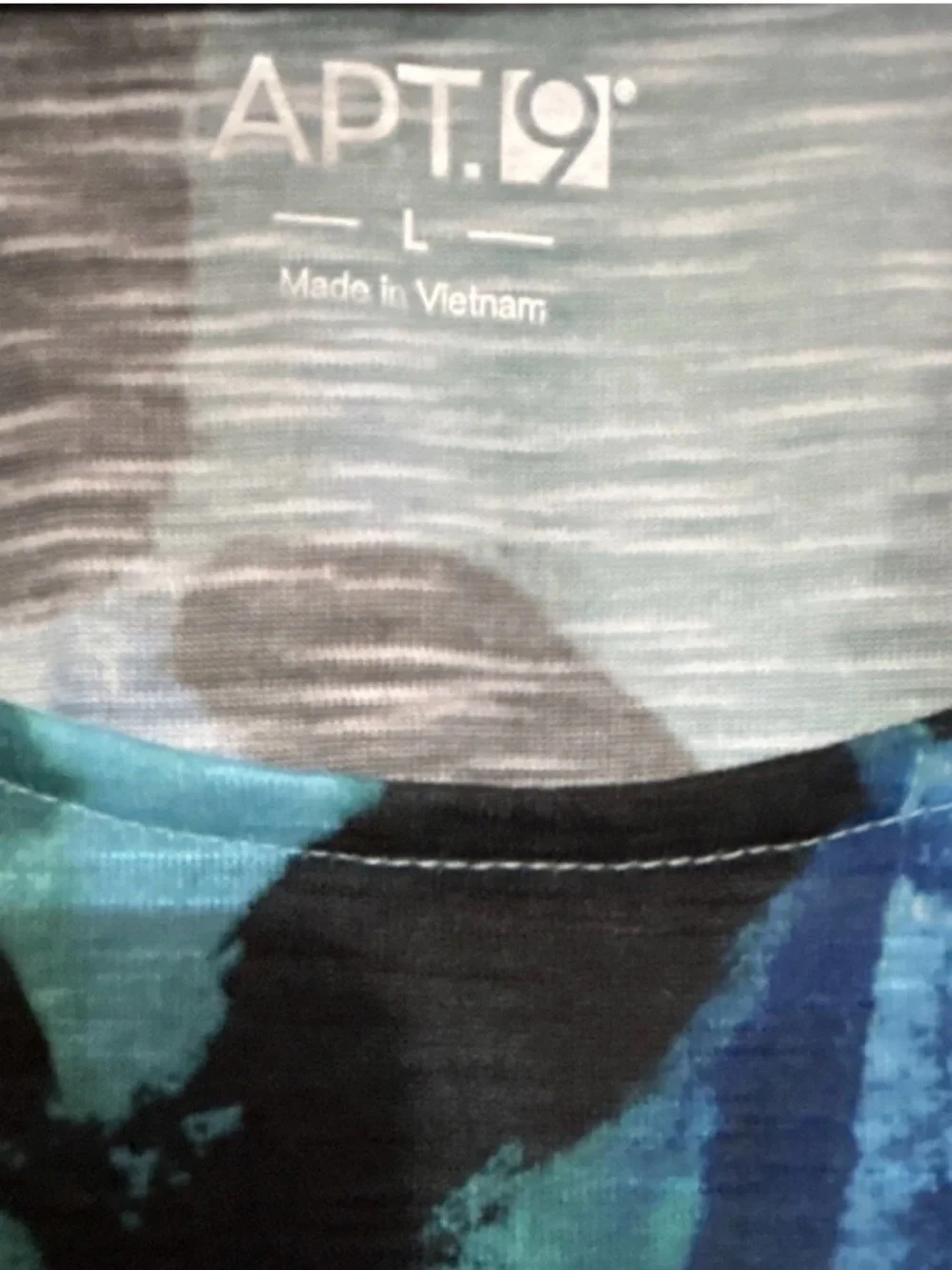 Apt. 9 Women's Teal and Blue Abstract Short Sleeve Top - Picture 5 of 5